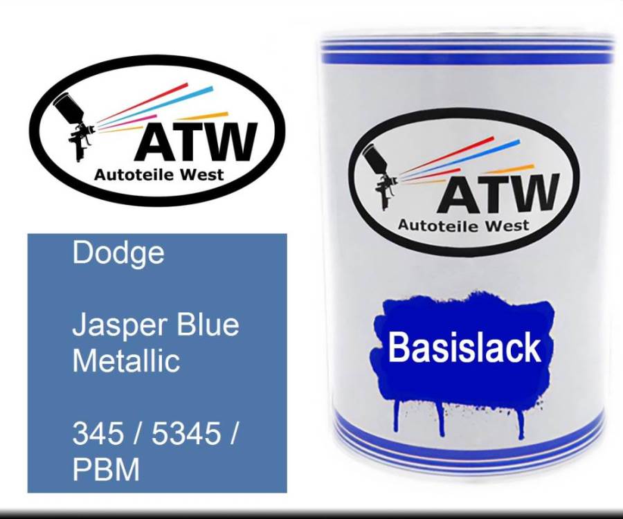 Dodge, Jasper Blue Metallic, 345 / 5345 / PBM: 500ml Lackdose, von ATW Autoteile West.